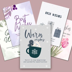 5 unieke beste wensen-kaarten, afdrukbare beste wensen-kaarten - bloemen beste wensen-kaarten - doe-het-zelf afdrukbare wenskaarten