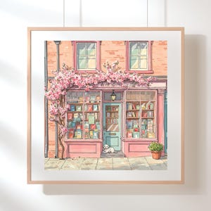 Cozy Bookstore Art, Floral Bookshop Decor, Bookish Wall Art, Book Nook Art Print, Vintage Bookshop Poster, Literary Watercolor, Reading Art