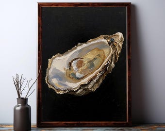Austern-Ölgemälde: Pastose Wandmalerei, Muschelbild, Wandkunst, Küchendeko (Digitaler Download)
