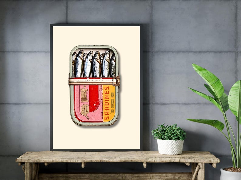 The overall tone of the artwork is nostalgic and artistic, celebrating everyday objects with a touch of whimsy. The intricate details and vibrant colors make it a charming addition to any kitchen or dining space.