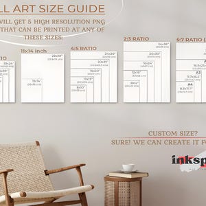 You'll get 5 high resolution png files that can be printed at any of these sizes ;
2:3, 3:4, 4:5, 5:7, 11x14.