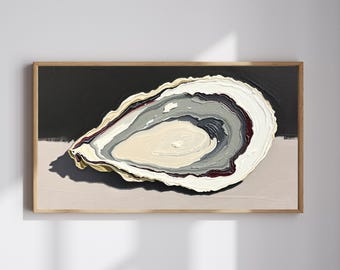 Impasto Oyster Shell Art Print: Coastal Dining Decor, Oil Painting Poster (Digital Download)