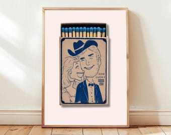 Retro Matchbox-konsttryck: Hur lyckliga är vi, dekoration för barvagn, väggaffisch med matchbox