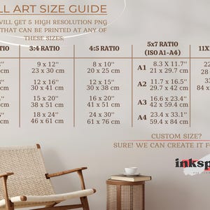 You'll get 5 high resolution png files that can be printed at any of these sizes; 2:3, 3:4, 4:5, 5:7,11x14 inch ratios.