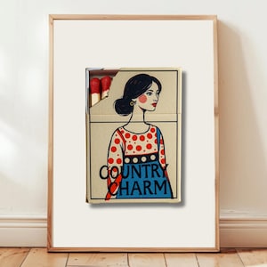 Retro Country Charm Matchbox Print, Matchbook Poster, Bar Cart Decor, Matchbox Print Wall Art, Matchbox Gift, Matches Print, Trendy Matchbox