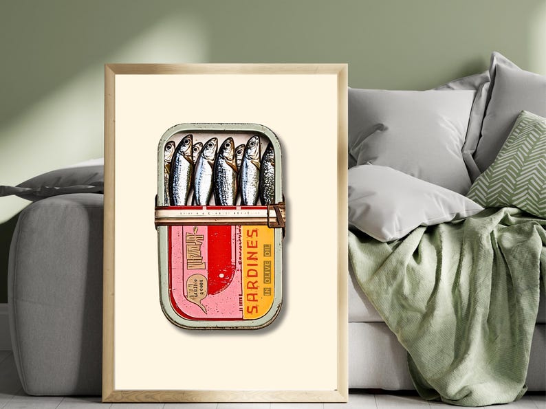 A small bronze pull tab is visible on the right side of the tin, folded neatly to the side. Its metallic luster contrasts with the matte finish of the tin, enhancing the realism of the image.