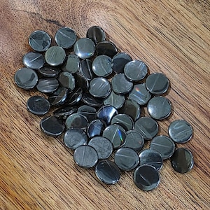 Vintage Shell Shirt Buttons, Charcoal Gray Shank Style (3/8 inch, 9.5mm)
