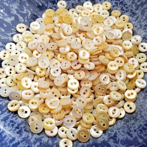 Tiny Vintage Mother of Pearl Baby Buttons for Sewing Doll Clothes or Knitting Sweaters, about 1/4 inch