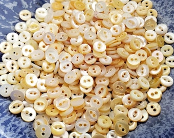 Tiny Vintage Mother of Pearl Baby Buttons for Sewing Doll Clothes or Knitting Sweaters, about 1/4 inch