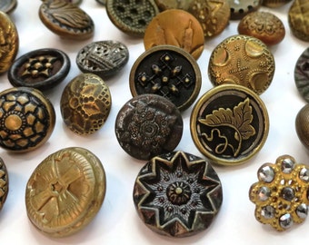 Antique Victorian Metal Button Grab Bag Lot, Quantity Choices, Vintage 1800s From Our Stash for Sewing, Knitting, Cosplay