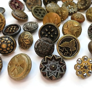 Antique Victorian Metal Button Grab Bag Lot, Quantity Choices, Vintage 1800s From Our Stash for Sewing, Knitting, Cosplay image 1