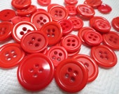 30 Boutons Vintage rouges rétro - années 1950 inutilisés