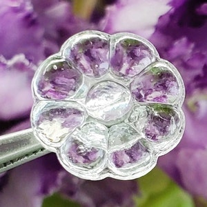 Bottoni vintage a forma di fiore in vetro trasparente in diverse misure per cucito, lavoro a maglia, perline per gioielli, stile gambo da 3/8 o 1/2 pollice