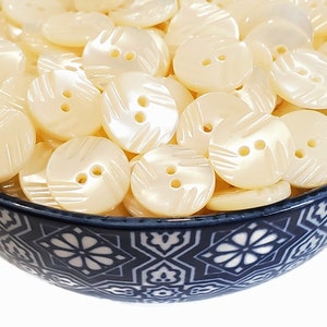 Carved Mother of Pearl Vintage Buttons, Nice Quality Shell for Sewing and Knitting, 9/16 inch