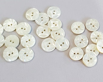 Carved Mother of Pearl Vintage Buttons in Your Choice of Styles, Natural Shell for Sewing, Knitting, Jewelry Beads, Scant 5/8 inch