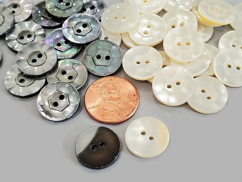 25 Carved Mother of Pearl Shirt Buttons Smoke Gray or White Etsy