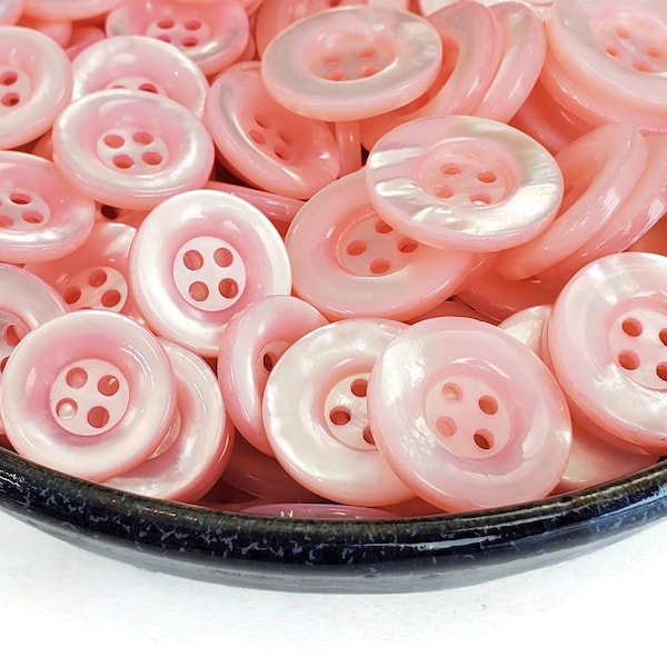 Pink Mother of Pearl Vintage Buttons in Your Choice of Sizes, Excellent Quality Shell Sewing Buttons for Knitting, 7/8, 11/16, or 9/16