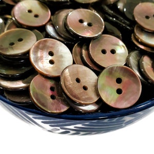Vintage Mother of Pearl Shirt Buttons with Great Natural Colors, 5/8 inch Ocean Shell Buttons for Sewing or Knitting