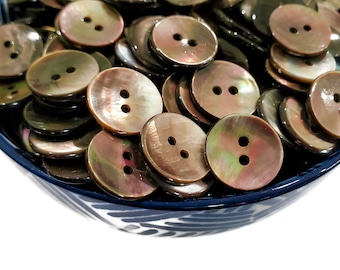 Vintage Mother of Pearl Shirt Buttons with Great Natural Colors, 5/8 inch Ocean Shell Buttons for Sewing or Knitting