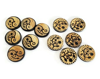 Vintage Horn Buttons Carved in Your Choice of Flower Patterns for Sewing, Knitting, Jewelry Beads, 1 inch or 1 1/8 inch