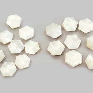 Hexagon Vintage Mother of Pearl Buttons, Shell Shirt Buttons for Sewing and Knitting, Your Choice of 1/2 or 7/16 inch