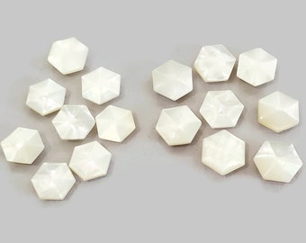 Hexagon Vintage Mother of Pearl Buttons, Shell Shirt Buttons for Sewing and Knitting, Your Choice of 1/2 or 7/16 inch