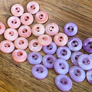 Vintage Shell Buttons: Choice of Salmon or Lavender, 1/2 inch Mother of Pearl for Knitting & Sewing