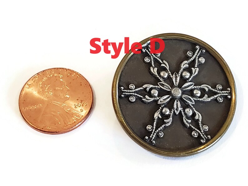 Antique Victorian Metal Buttons in Your Choice of Styles, Large Authentic 1800s Vintage for Sewing, Knitting, Steampunk Cosplay Style D