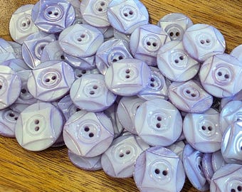Lavender Mother of Pearl Vintage Buttons: 3/4 inch 19mm Carved Shell Buttons for Sewing & Knitting