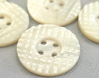 Carved Mother of Pearl Vintage Buttons: Thick Shell for Sewing & Knitting (1 inch 25mm)