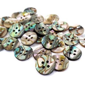 Vintage Abalone Buttons in Your Choice of Quantity, 4 Hole Mother of Pearl Shirt Buttons for Sewing, Knitting, Jewelry Beads, 9/16 inch image 4