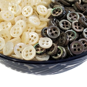 Vintage Mother of Pearl Shirt Buttons for Sewing & Knitting Baby Sweaters - 8mm or scant 3/8 inch Natural Shell