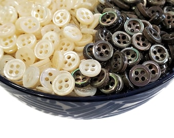 Vintage pärlemorknappar för sömnad och stickning av babytröjor - 8 mm eller knappa 3/8 tum naturlig snäckskal
