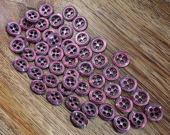 Vinröda pärlemorknappar, snäcksnäcksknappar för sömnad och stickning (7/16 tum, 10,5 mm)