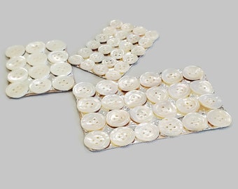 5 Dozen Vintage Mother of Pearl Buttons on Original Cards, Sets of Shimmery Shell for Sewing and Knitting Sweaters