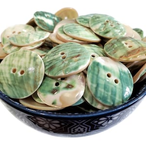 Large Mother of Pearl Vintage Buttons from Scarce Green Snail Shell (1 inch 25mm)