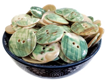 Large Mother of Pearl Vintage Buttons from Scarce Green Snail Shell (1 inch 25mm)