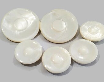 Snowy White Mother of Pearl Vintage Buttons in Your Choice of Sizes, Natural Shell for Sewing, Knitting Sweaters, 1 1/8 or 3/4 inch