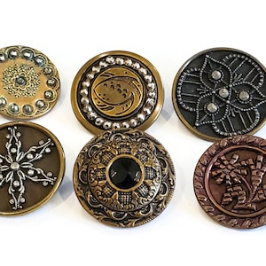 Antique Victorian Metal Buttons in Your Choice of Styles, Large Authentic 1800s Vintage for Sewing, Knitting, Steampunk Cosplay image 1