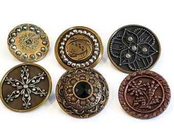 Antique Victorian Metal Buttons in Your Choice of Styles, Large Authentic 1800s Vintage for Sewing, Knitting, Steampunk Cosplay