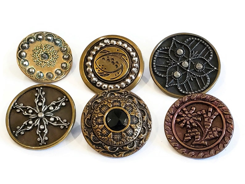 Antique Victorian Metal Buttons in Your Choice of Styles, Large Authentic 1800s Vintage for Sewing, Knitting, Steampunk Cosplay image 1