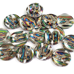 Iridescent Zebra Vintage Buttons, Peacock Striped Mother of Pearl for Sewing, Knitting Sweaters, Jewelry Beads, Style Choices, 6 Pieces image 5