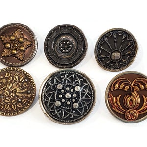 Sets of Exquisite Antique Brass Star Buttons in Two Sizes, Made in France 