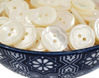 Vintage Mother of Pearl Buttons, Choose Quantity, 5/8 inch 15mm Carved Shell for Sewing & Knitting