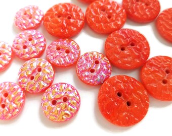Vintage Czech Glass Buttons in Vivid Orange, 1940s Sewing Buttons with 2 Holes, 3/4 or 5/8 inch, Your Choice of Two Sizes and Finishes