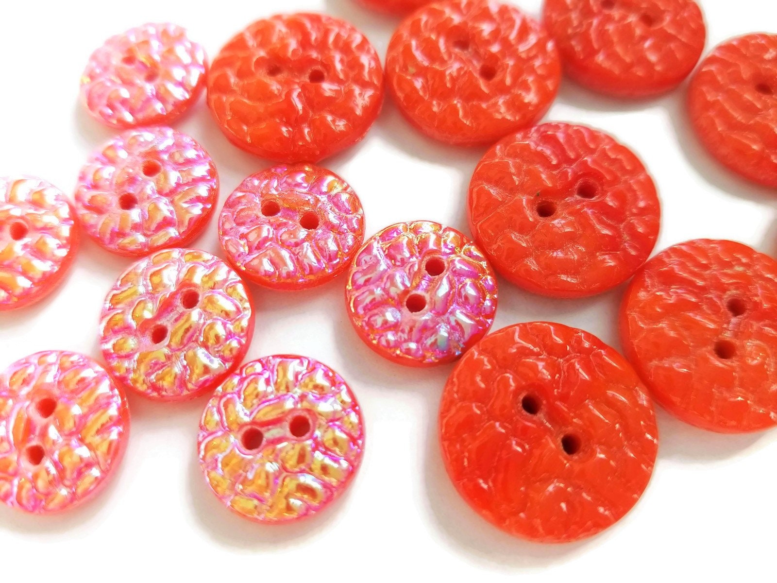 Sewing Craft Buttons COLOR ME CORAL Round Peach Orange Summer Bright Dress  It Up 