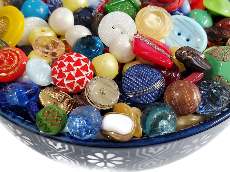 Small Vintage Glass Buttons Grab Bag Lot in Your Choice of Quantity for Sewing, Knitting Baby Sweaters image 1