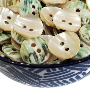 Scarce Green Snail Vintage Buttons, Nice Quality Natural Mother of Pearl, 3/4  5/8 or 1/2 inch Shell Buttons for Knitting and Sewing