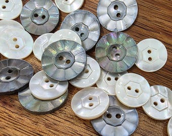 Carved Mother of Pearl Buttons: Carved Shell for Sewing & Knitting (3/4 or scant 5/8 inch)