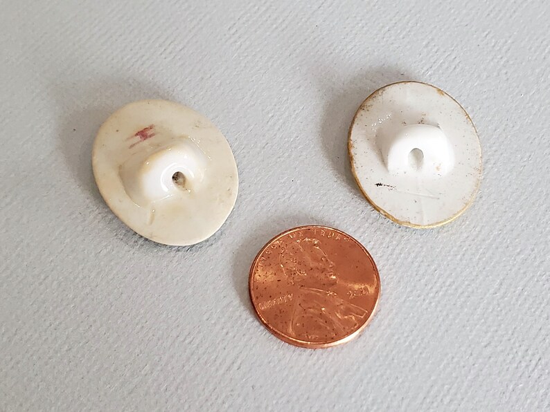 Antique Porcelain Buttons with Hand Painted Forget Me Not or Roses, Early 1900s for Sewing or Knitting 1 inch image 5